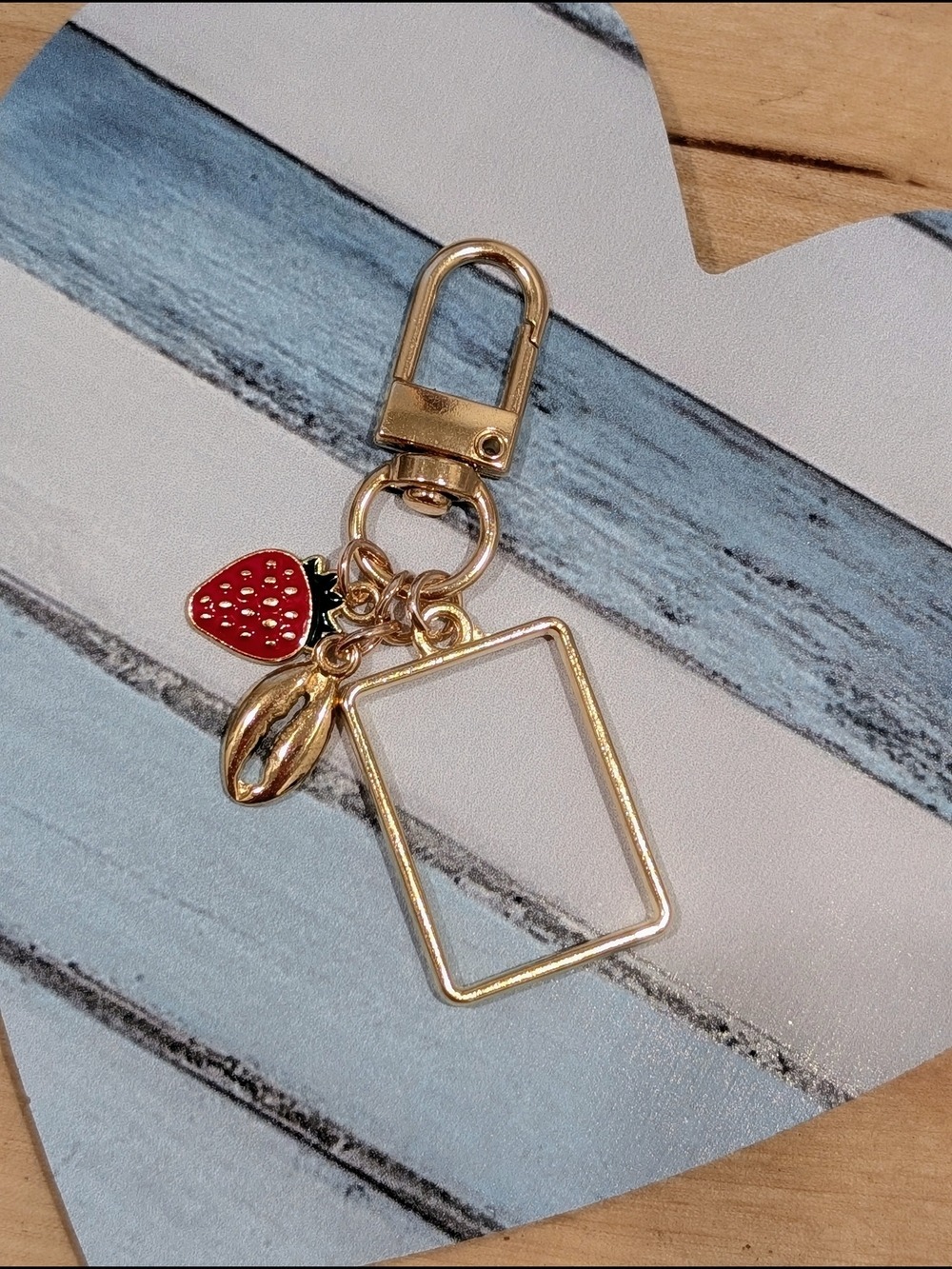Gold-Tone Strawberry Charm Keychain